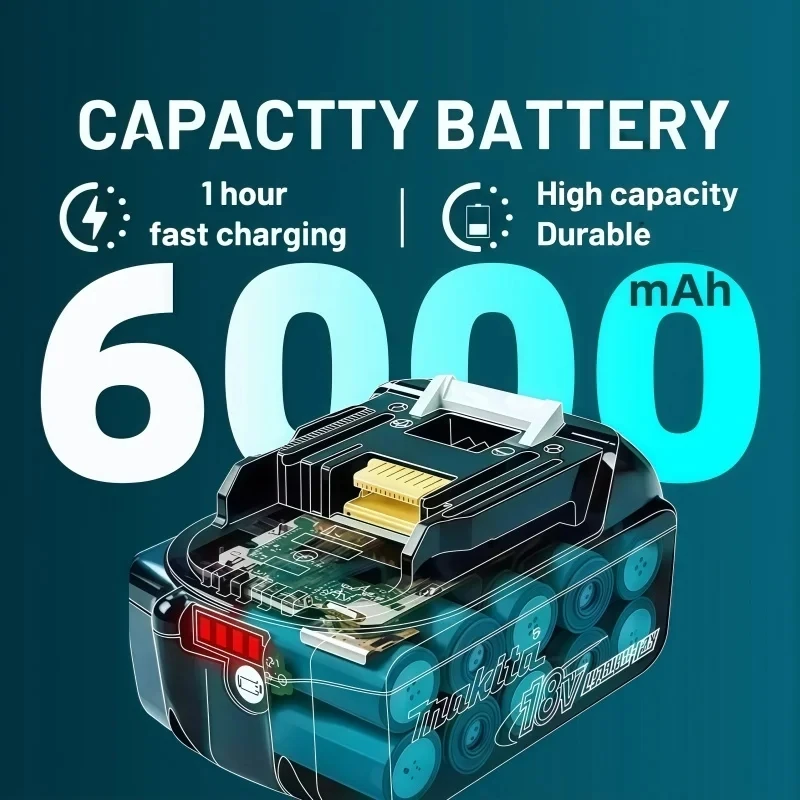 100% Original Makita Battery 18V Rechargeable Battery Replacing Makita BL1830BL1840BL1850BL1860B Power Tool Battery DDF487