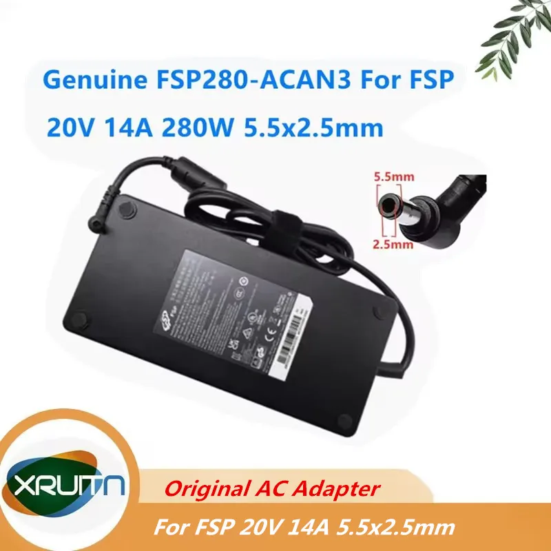 

Original FSP FSP280-ACAN3 AC Adapter 20V 14A 280W 5.5×2.5mm Charger For MECHREVO Laptop Power Supply