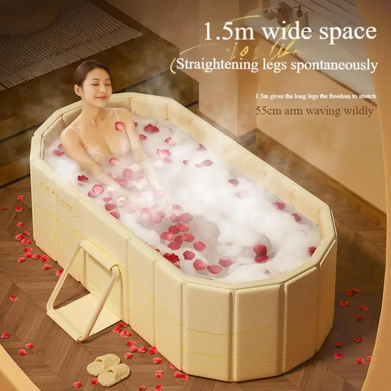 Portable Bathtub Adult Large Capacity Folding Bathtub Portable Soaking Tub Bathroom SPA Tub Reusable Soaking Bathing Tub