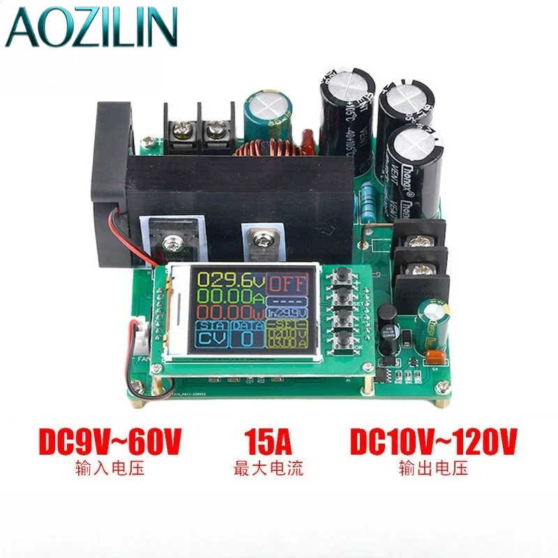 AOZILIN Digital Boost Converter LCD Display 15A Constant Current Voltage Module DC 8-60V To 10-120V 900W