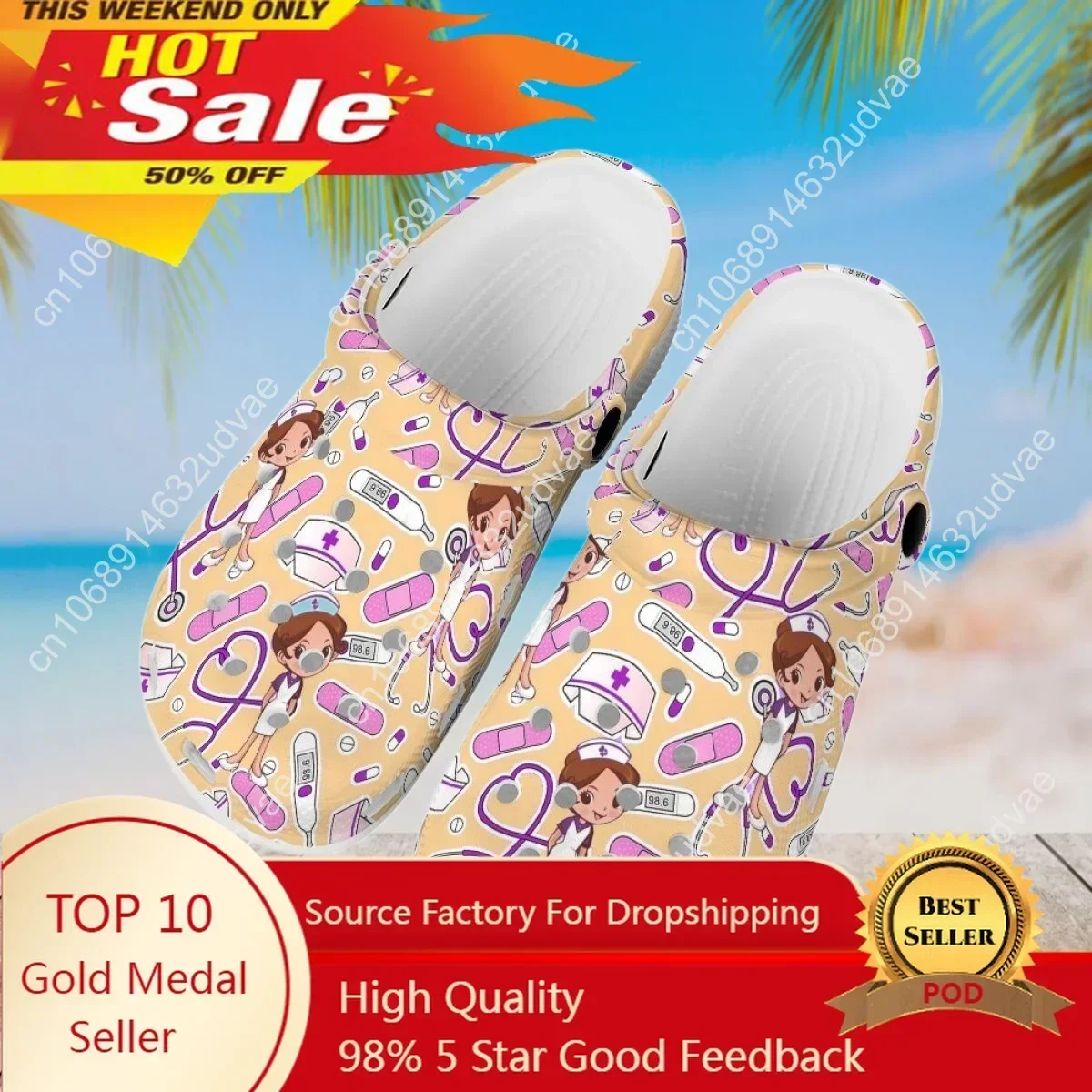 

Hospital Work Nursing Shoes Women's Casual Clogs Size 36-48 Ladies Beach Flip Flop Comfort Non-Slip Hole Sandals Hot