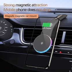 New Wireless Car Charger Fast Charging Station Magnetic Wireless Charger Car Mount with Velcro for iPhone 15 14 13 Pro Max Mini