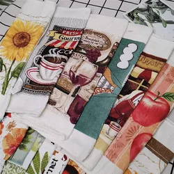 30x30cm Square Fruit Flower Printed Cotton Terry Absorbent Kitchen Tea Towel Dishcloth Cleaning Tool