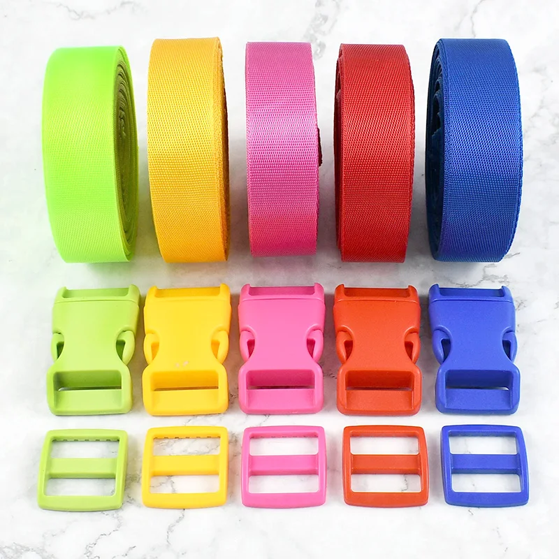 20/25mm Nylon Webbing Strap Band with Side Release Plastic Buckles Backpack Straps Repair Tri-Glide Ring Slider Adjust Accessory