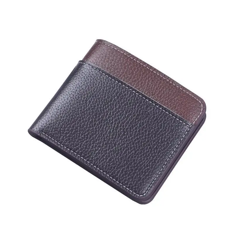 Minimalistisches Herren-Portemonnaie aus PU-Leder, Schwarz, Kaffee, große Kapazität, mehrere Fächer, zweifach faltbar, Ausweishalter, für Männer und Frauen. – Detail 5