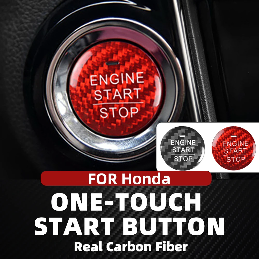 Suitable for Honda Cars, One-Touch Start Button Cover, Real Carbon Fiber Hard Stop Switch Decorative Cover, Interior Sticker, Vezel Fit Odyssey Xrv Jade Elysion Spirior Gienia