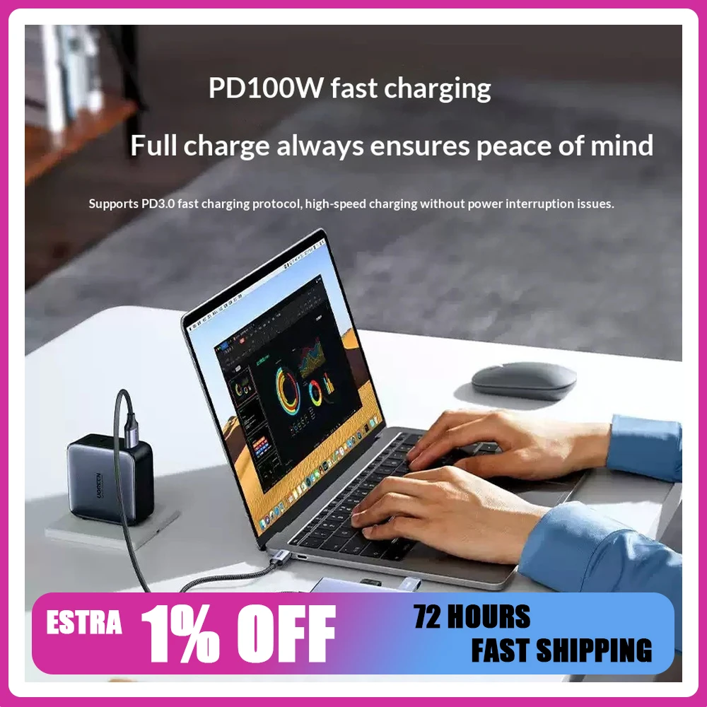 UGREEN 15770 USB C Docking Station Quad Display DP HDMI VGA 4K 60Hz Thunderbolt 4 Multiport Hub Adapter for Laptop Monitors