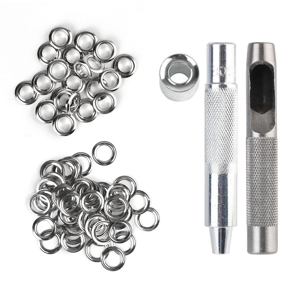 Copper eyelet 1 Sets with box 100pcs 10MM Metal buckles Air Eyelet Corns Tarpaulin Ring Buckle 3  installation tools