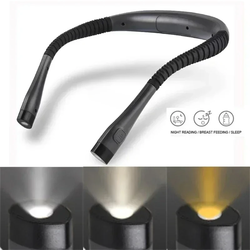 150 Lumen Mini Flexible Hanging Neck Reading Light USB Rechargeable Book Light For Reading Knitting Camping Repairing Running