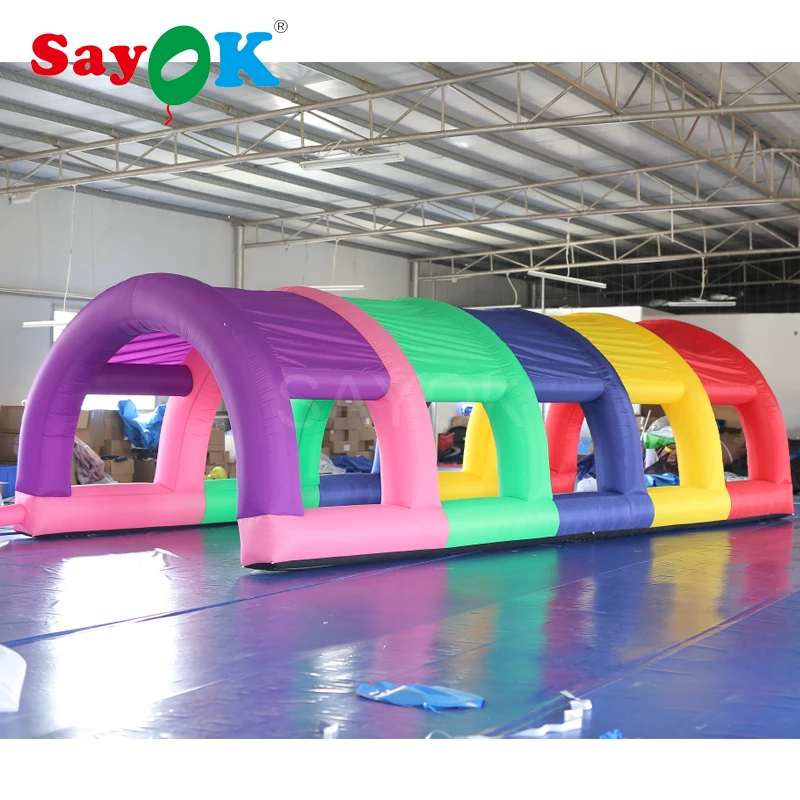 8x2.5x2mh Inflatable Tunnel Tent Car Tunnel Colorful Inflatable Exhibition Structure Arch Tent For Party, Advertising