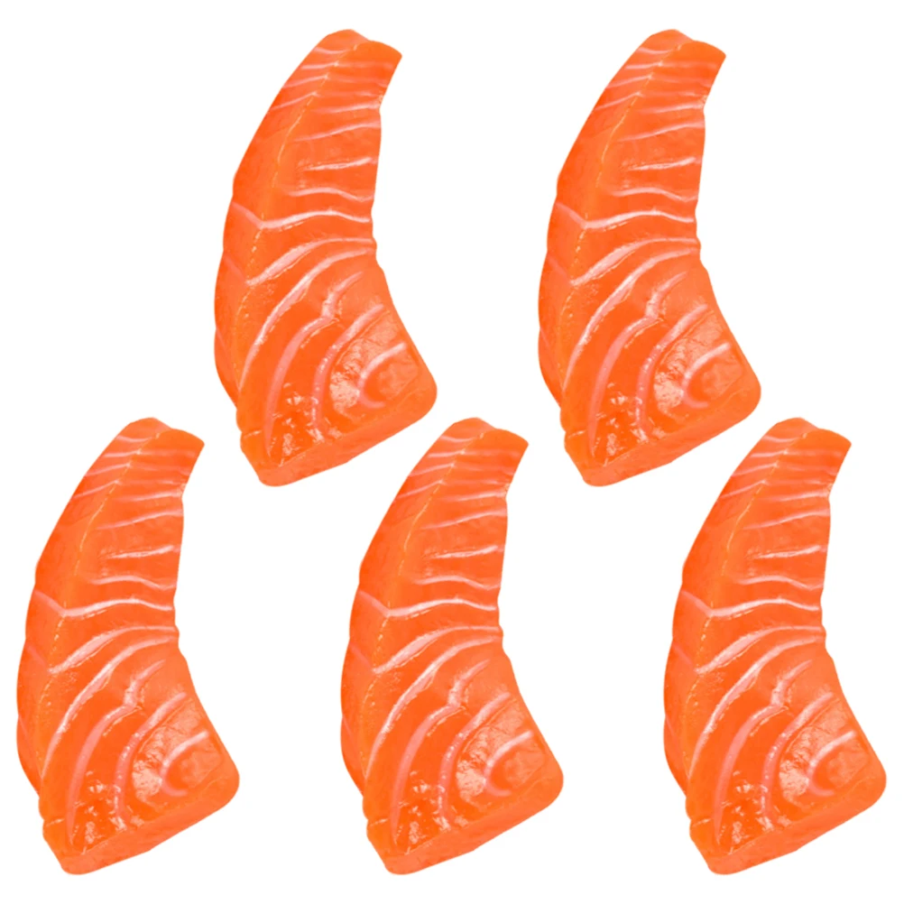 

5pcs PVC Salmon Slices Model Realistic Decorations for Home Kitchen Parties Educational Toys pretend food props