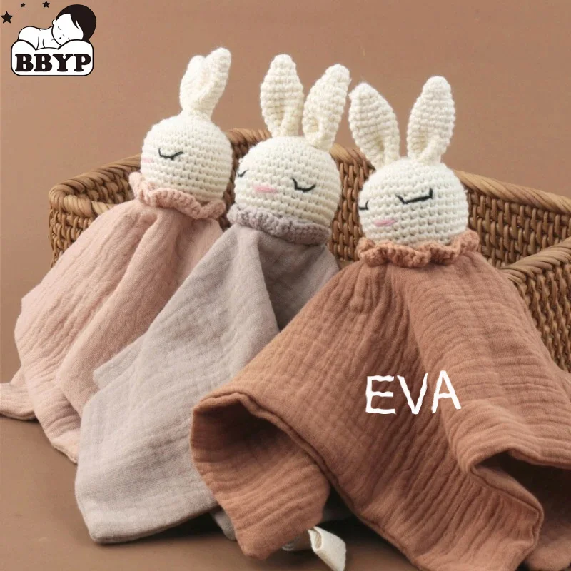 Personalized Animal Toy Lovely Baby Towel Feeding Bib Soft Security Blanket doudou Cotton Burping Cloth Infant Shower Gift Knitt