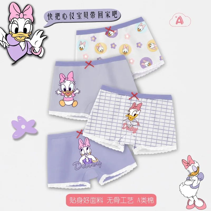 4 pcs Hello Kitty Disney girls boxer shorts cotton anime children's panties cartoon shorts children cute breathable boxer shorts