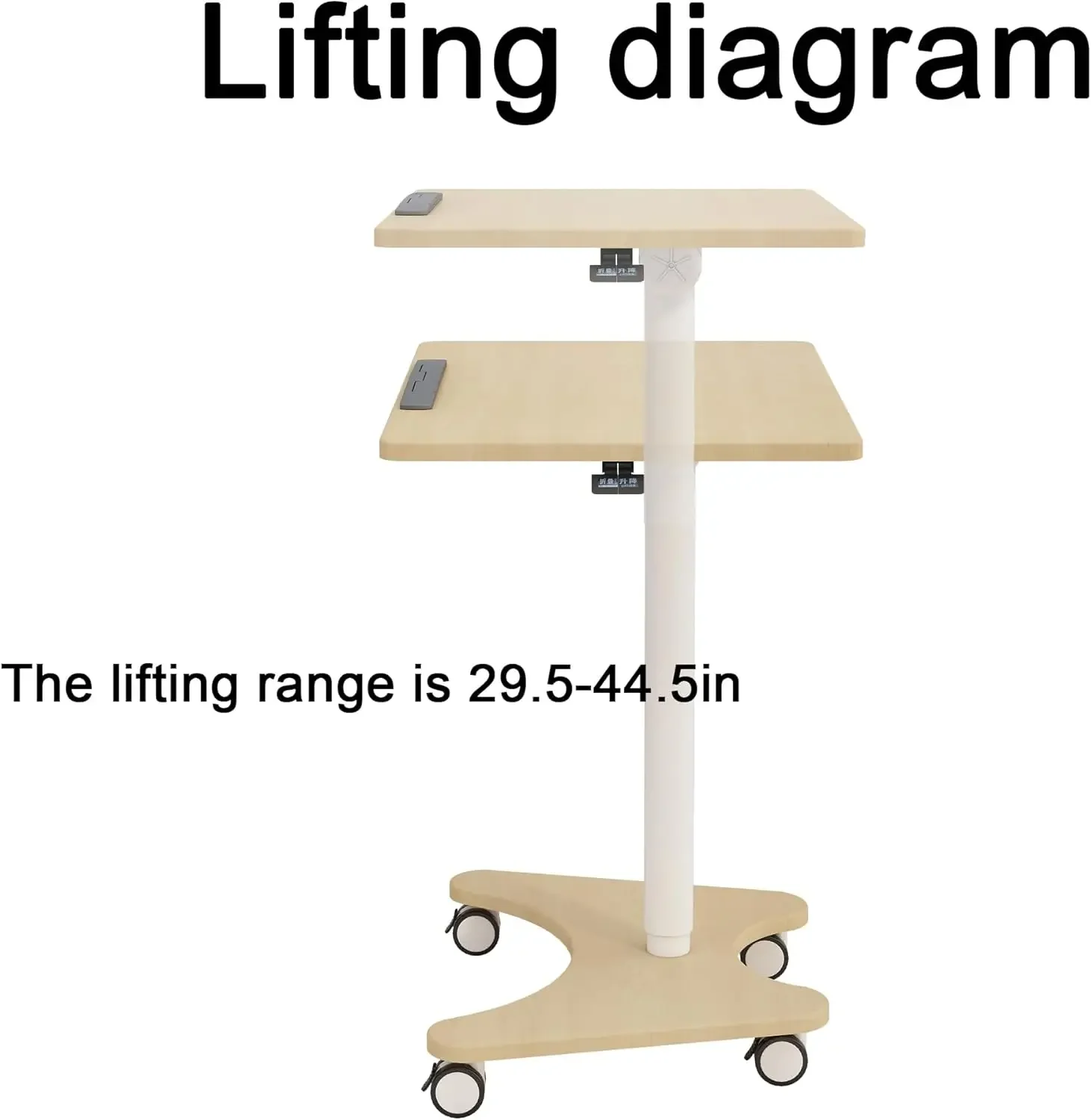 Table d'appoint de lit réglable médicale avec roues, table de dessus de lit pneumatique, élévateur à ressort à gaz, portable