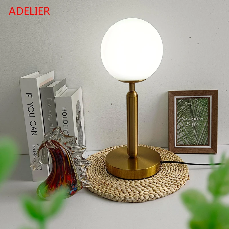 Glass Ball Table Lamp Luxurious Living Room Office Bedroom Bedside Light Night Postmodern Reading Lamp Home Decorative