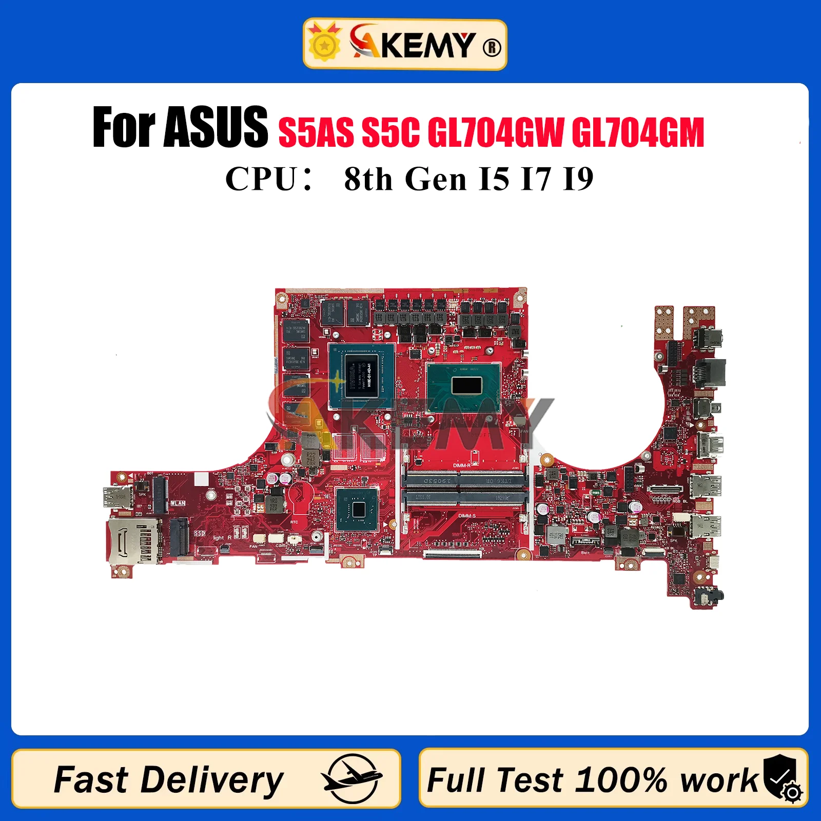 

GL504GV Laptop Motherboard For ASUS ROG Strix GL504G S5AS S5C GL704GV GL704GS GL704GW GL704GM Mainboard W/ I5 I7 I9 CPU tests OK