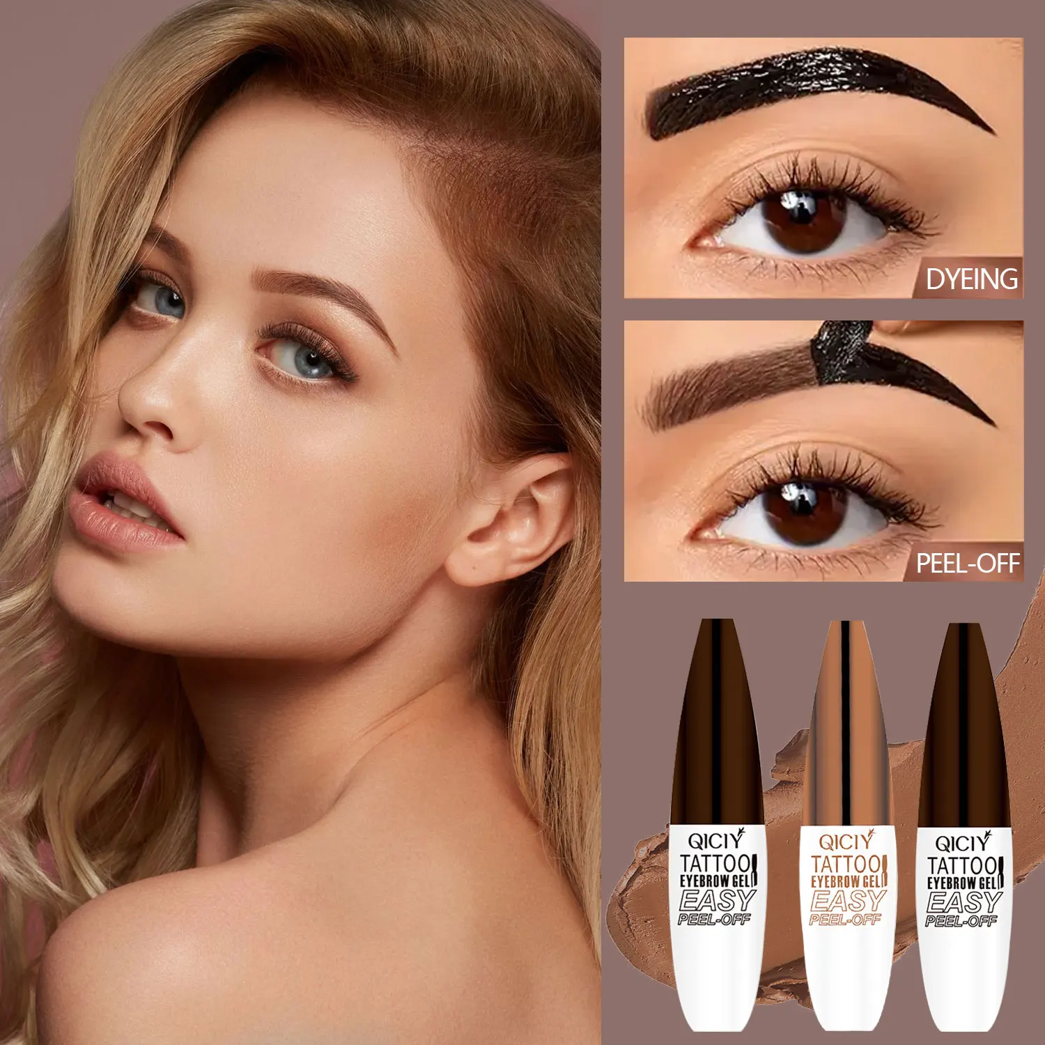 Waterproof Peel-off Eyebrow Enhancers Makeup Black Brown Eyebrow Gel Tint Lasting Brow Dye Gel Easy To Wear Natural Brow Tattoo