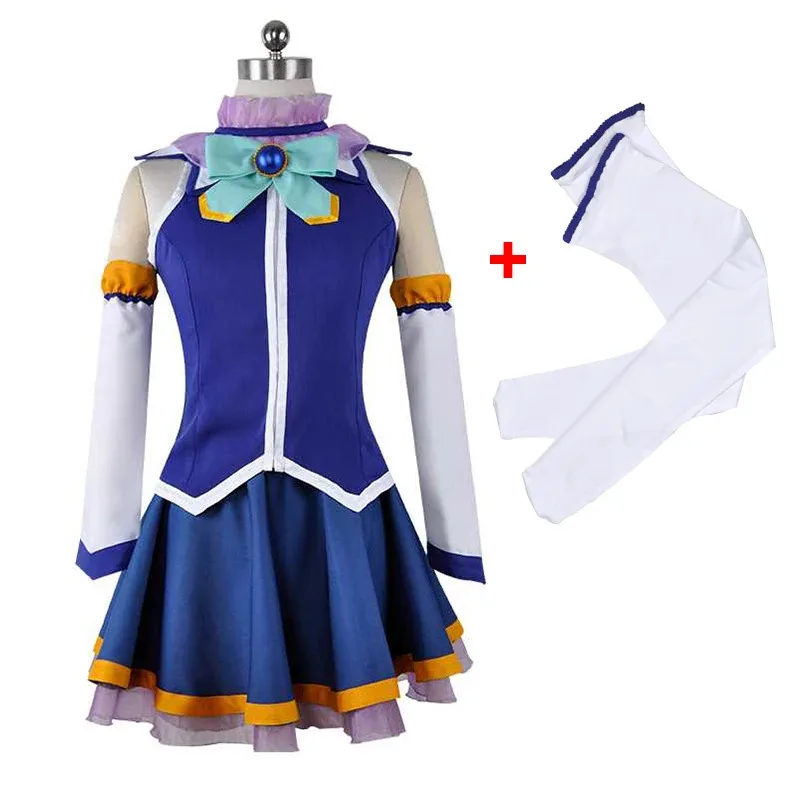 KonoSuba La Benedizione di Dio su Questo Meraviglioso Mondo Aqua Top Abito Uniforme Vestito Anime Personalizza Costumi Cosplay Parrucca mj: 3