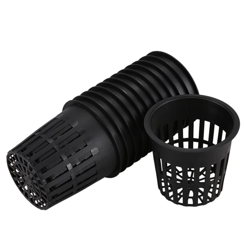 ABNO-150 Pack 4 Inch Net Cups Slotted Mesh Wide Lip Filter Plant Net Pot Bucket Basket For Hydroponics