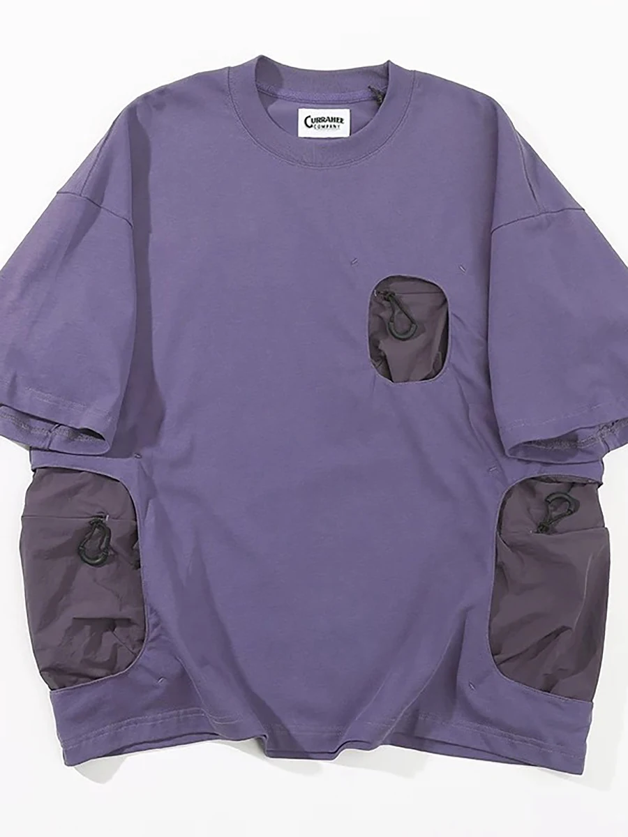 Japanese CMF Outdoor Large Pocket Functional Wide-cut Silhouette Casual Ins Trend Round Neck Short-sleeved T-shirt