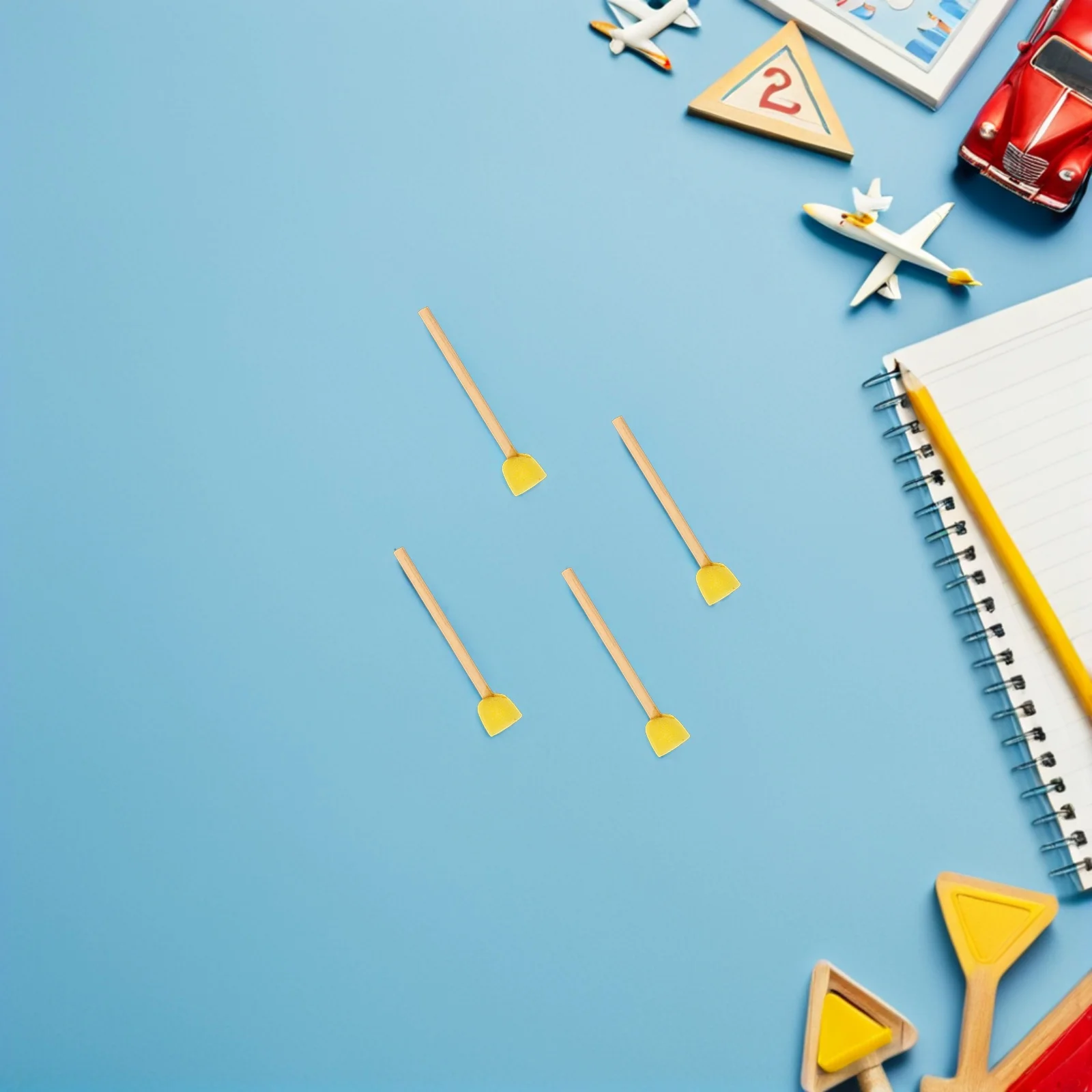 40 قطعة من فرش الطلاء الإسفنجية ذات المقبض الخشبي، أدوات رسم للأطفال باللون الأصفر للحرف اليدوية ومشاريع فنية بالألوان المائية #5