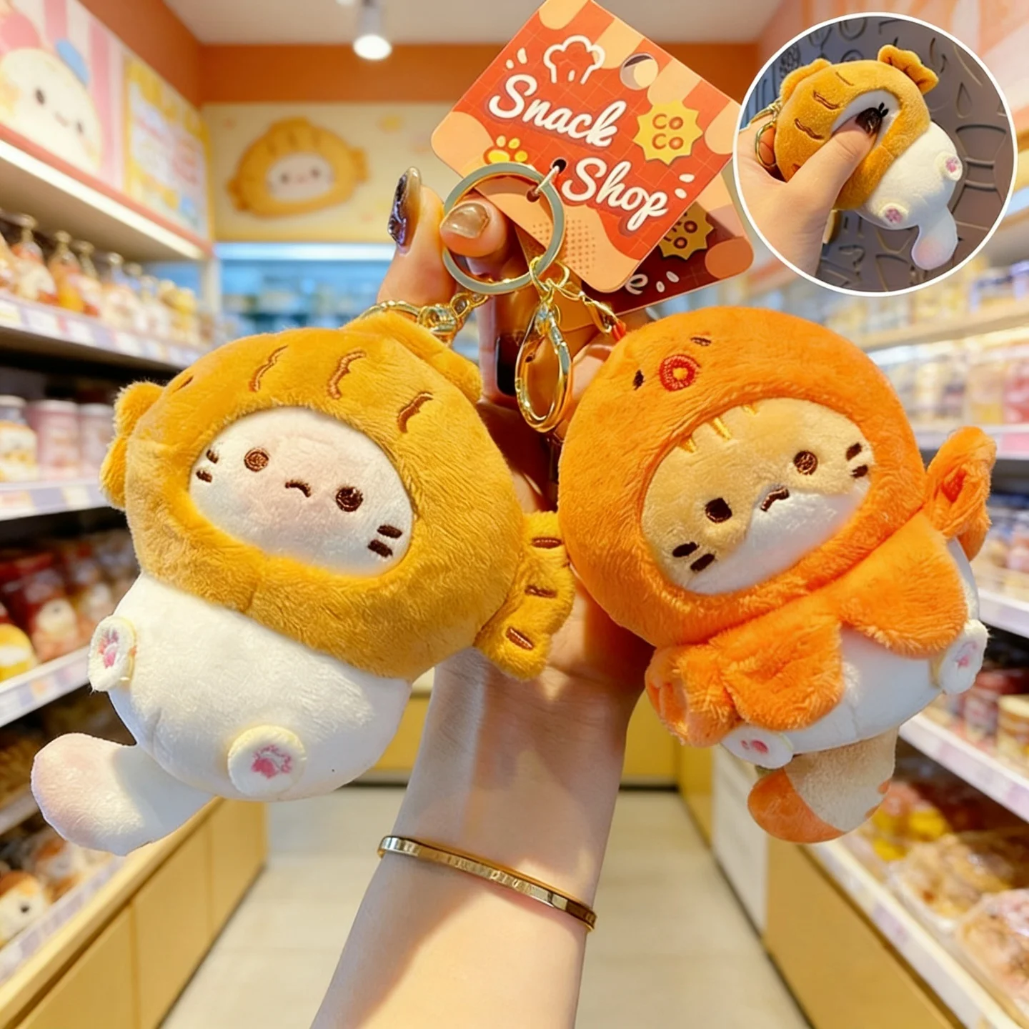 Kawaii Cocoa Cat Snack House Plush Keyring Squishy Plush Toy A Sweet Gift for Her & Couples Cocoa Cat Snack House Plush Keychain