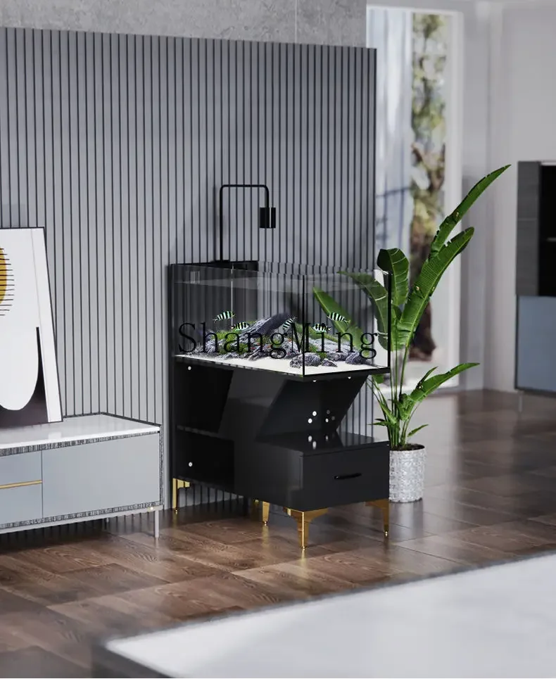 SM living room household small high-end backpack bottom filter ultra-white glass goldfish tank ecological waterless