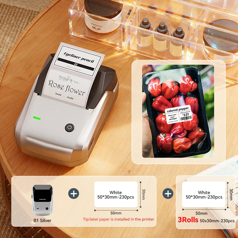 NIIMBOT B1 draagbare thermische printer met tapes 2-inch zelfklevende labelprinter Mini Bluetooth Sticker Maker Ondersteuning smartphones PC