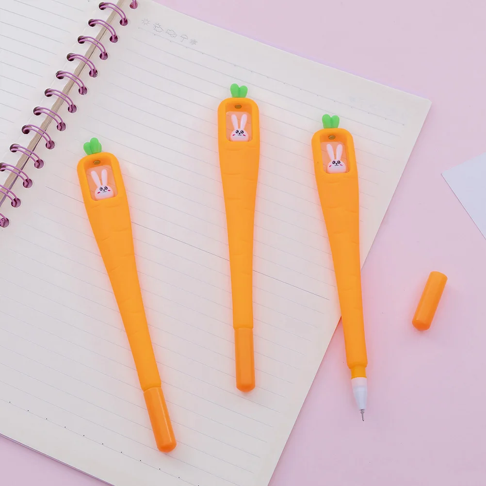 

Eye Catching Plastic Roller Pens 10Pcs Kawaii Ballpoint Pens Cartoon Stationery Cute Carrot Design For Writing Drawing