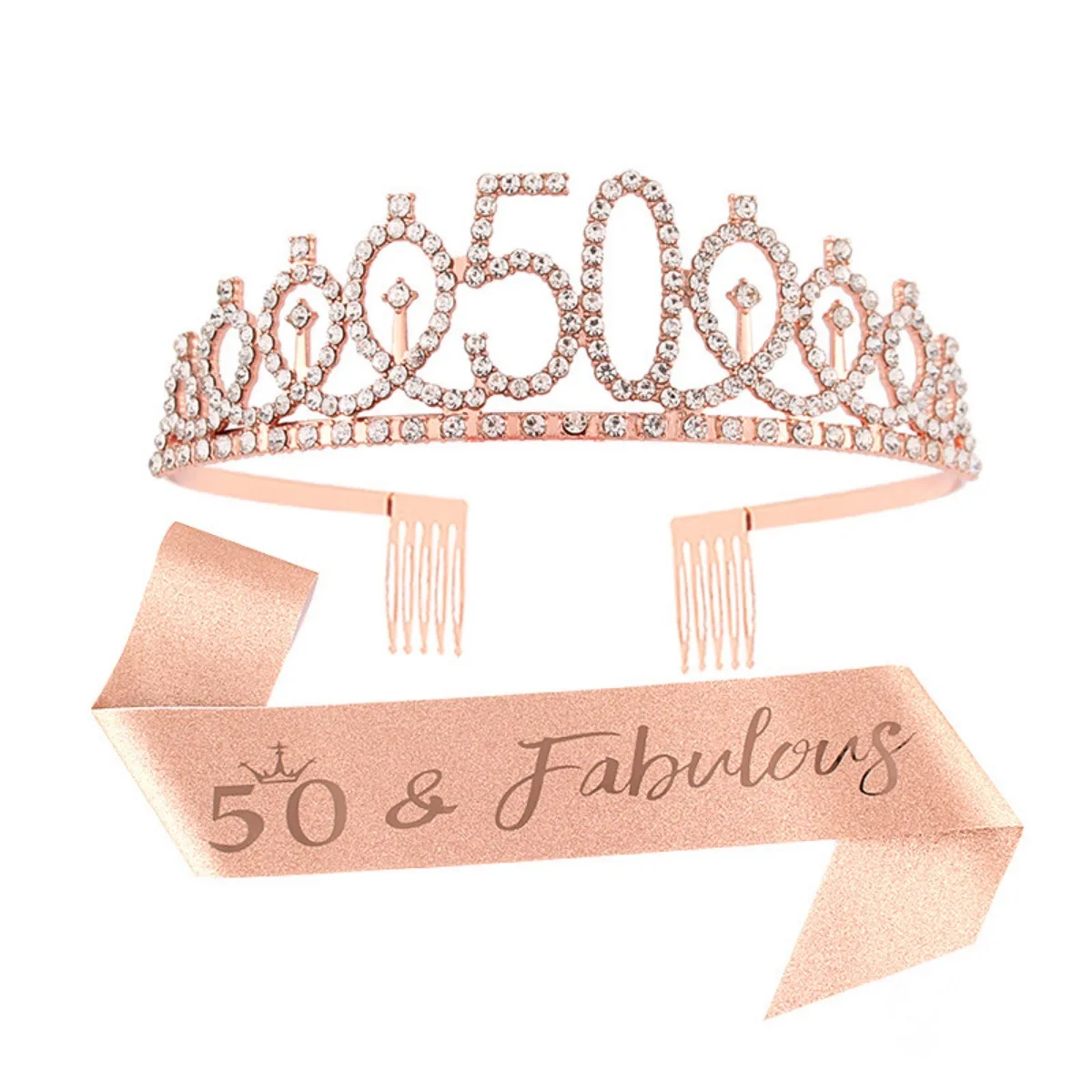 Birthday Tiara Crown and Sash for Women Girls Sweet 13th 16th 21st 30th 40th 50th 60th Birthday Party Decoration Favor Gifts - view 6