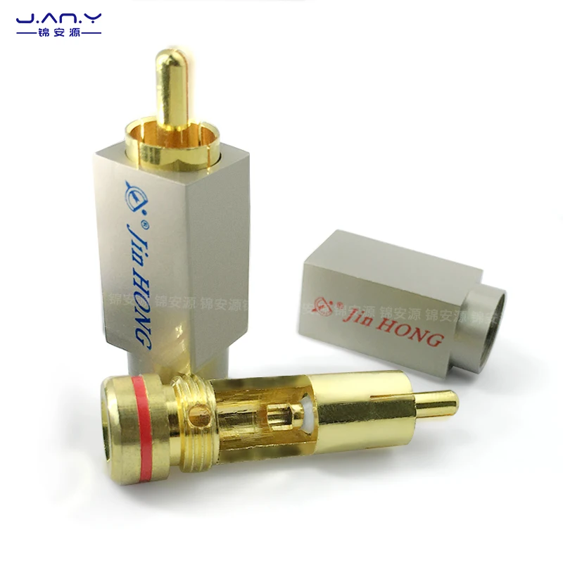 Square RCA audio and video connector Copper Gold plated AV Lotus plug coaxial signal DIY welding wire type terminals