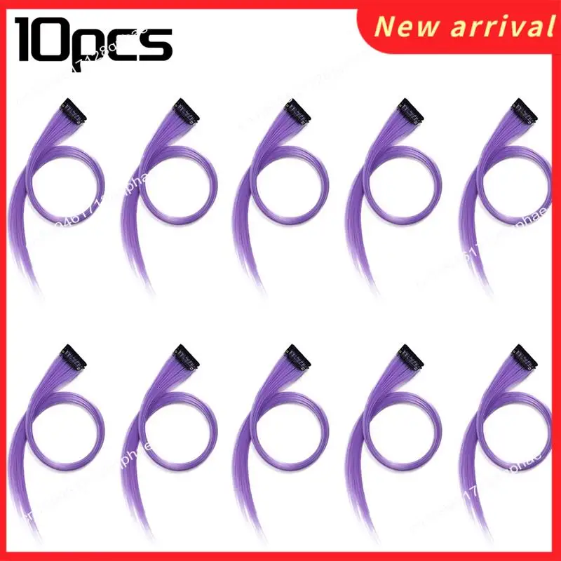 N89R 10 قطعة قوس قزح فتاة أبرزت الشعر التمديد دبوس الشعر طويل مستقيم مشبك شعر التشذيب للشعر كاذبة الشعر أرجواني