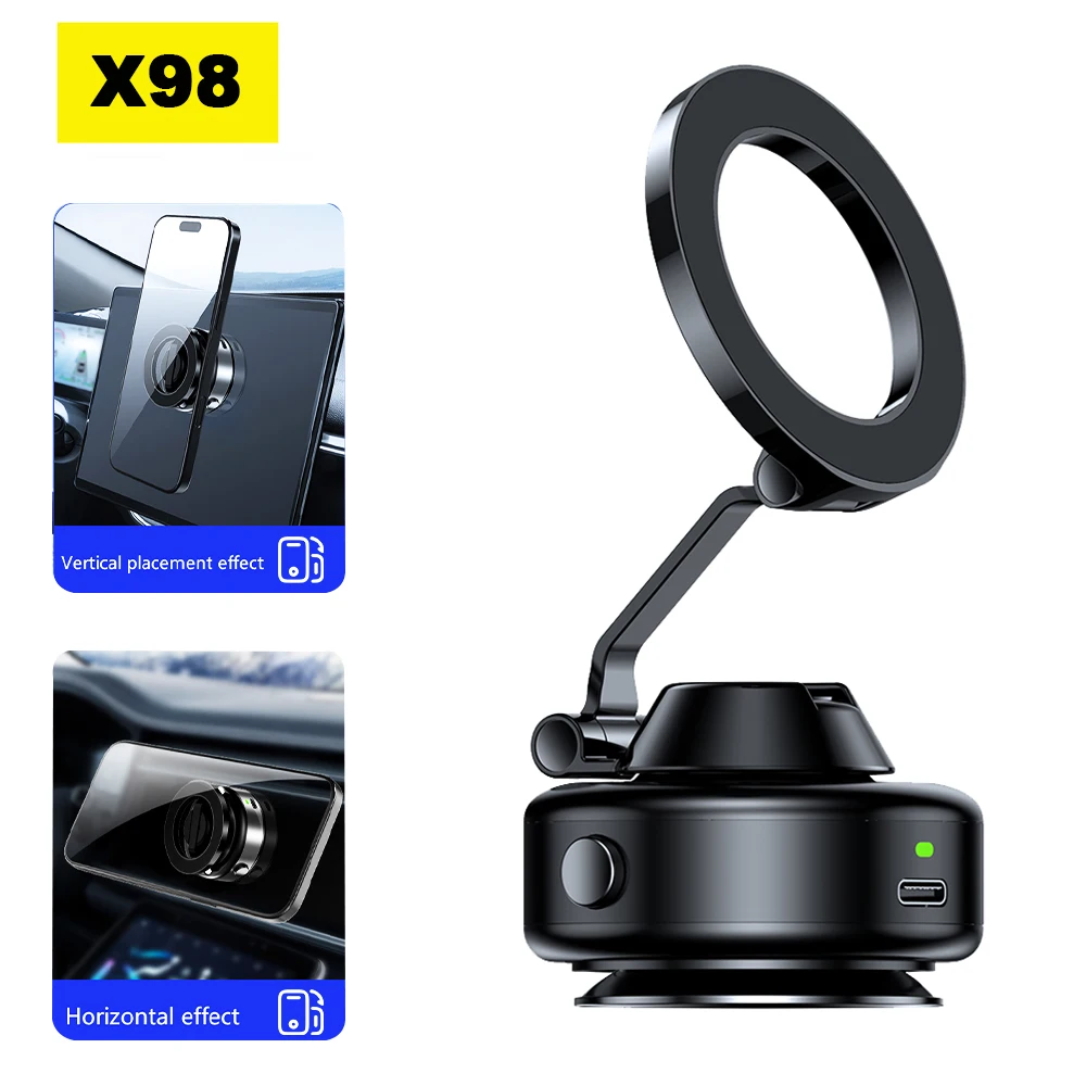 Universal Electric Vacuum Magnetic Bracket Car Phone Holder Anti-Shake Phone Holder for Iphone 16 15 14 13 12 11 XR Samsung