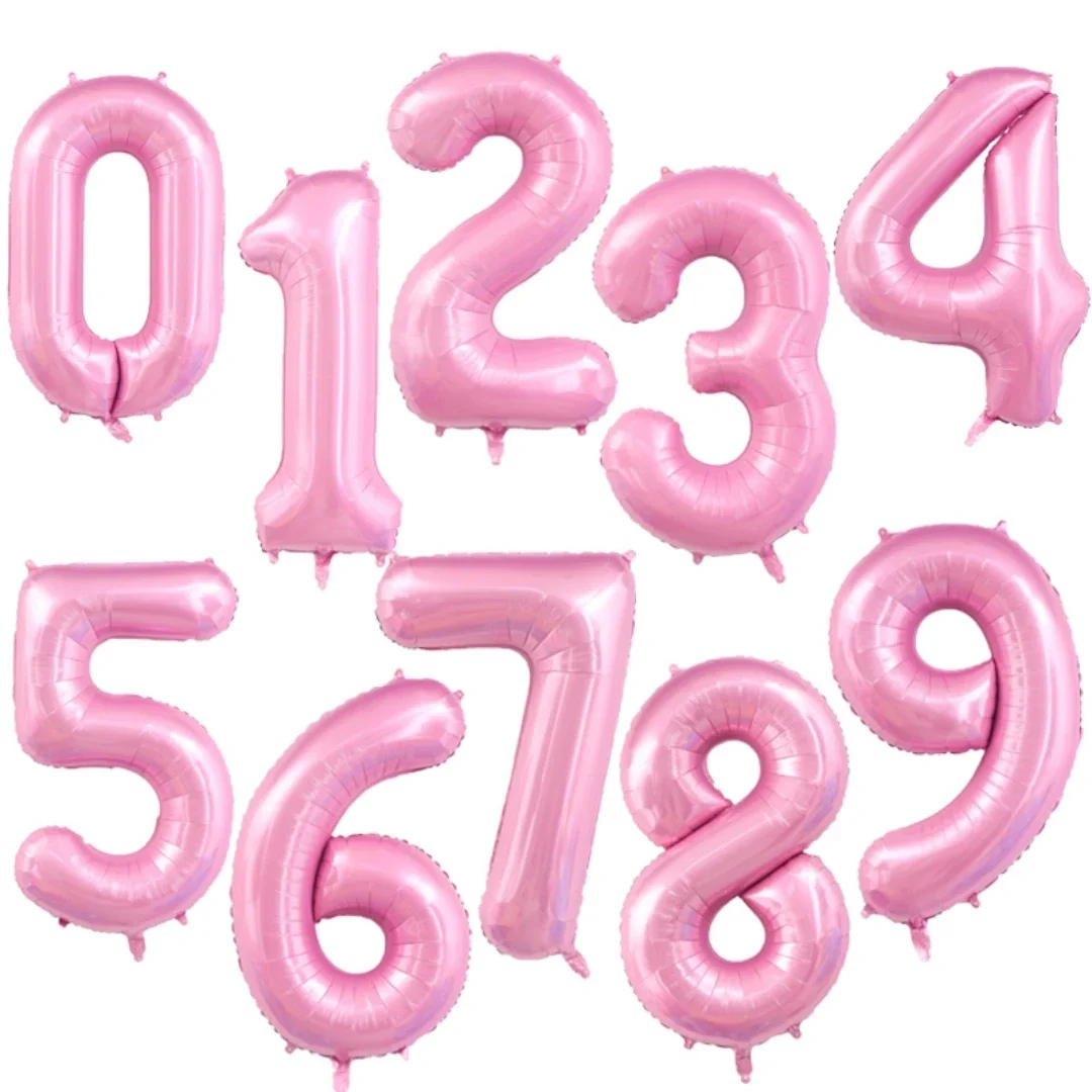 40-Zoll-Folienballon-Set mit rosa Zahlenfolie für Kinder – Alter von 1 bis 9 Jahren, digitale Kugelballons für Kindergeburtstagsfeier, Babyparty-Deko