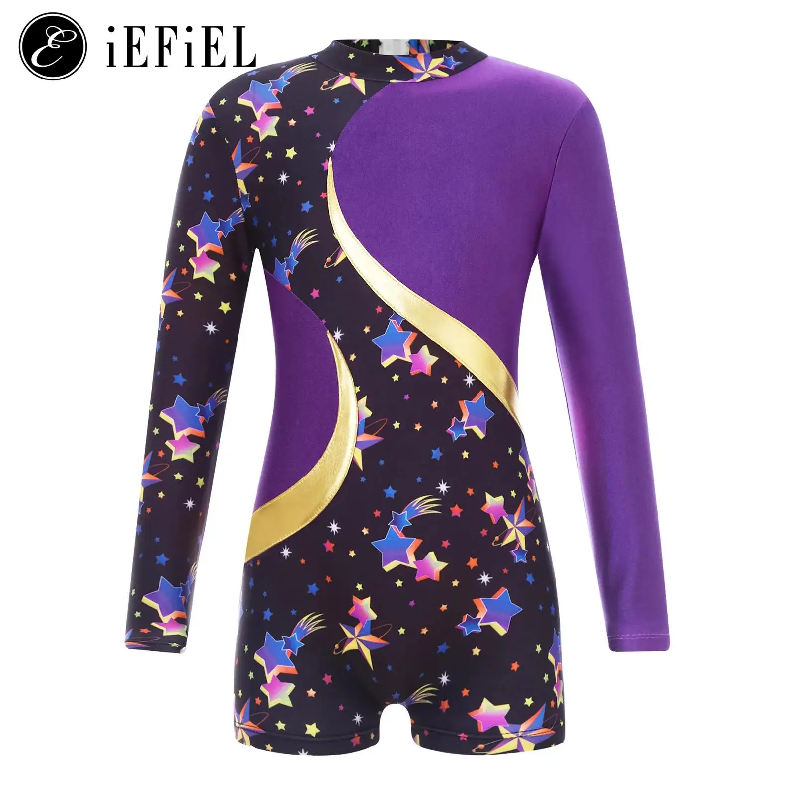 

Kids Girls Long Sleeve Ballet Dance Gymnastics Leotards Keyhole Back One Piece Biketard Sports Unitard Jumpsuit Tumbling Top