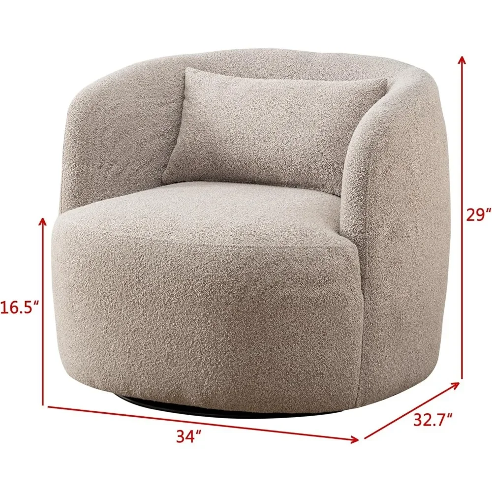 Swivel Barrel Chairs Set of 2, No Assembly Round Upholstered Armchairs Sofa Chair with Toss Pillow for Living Room and Bedroom