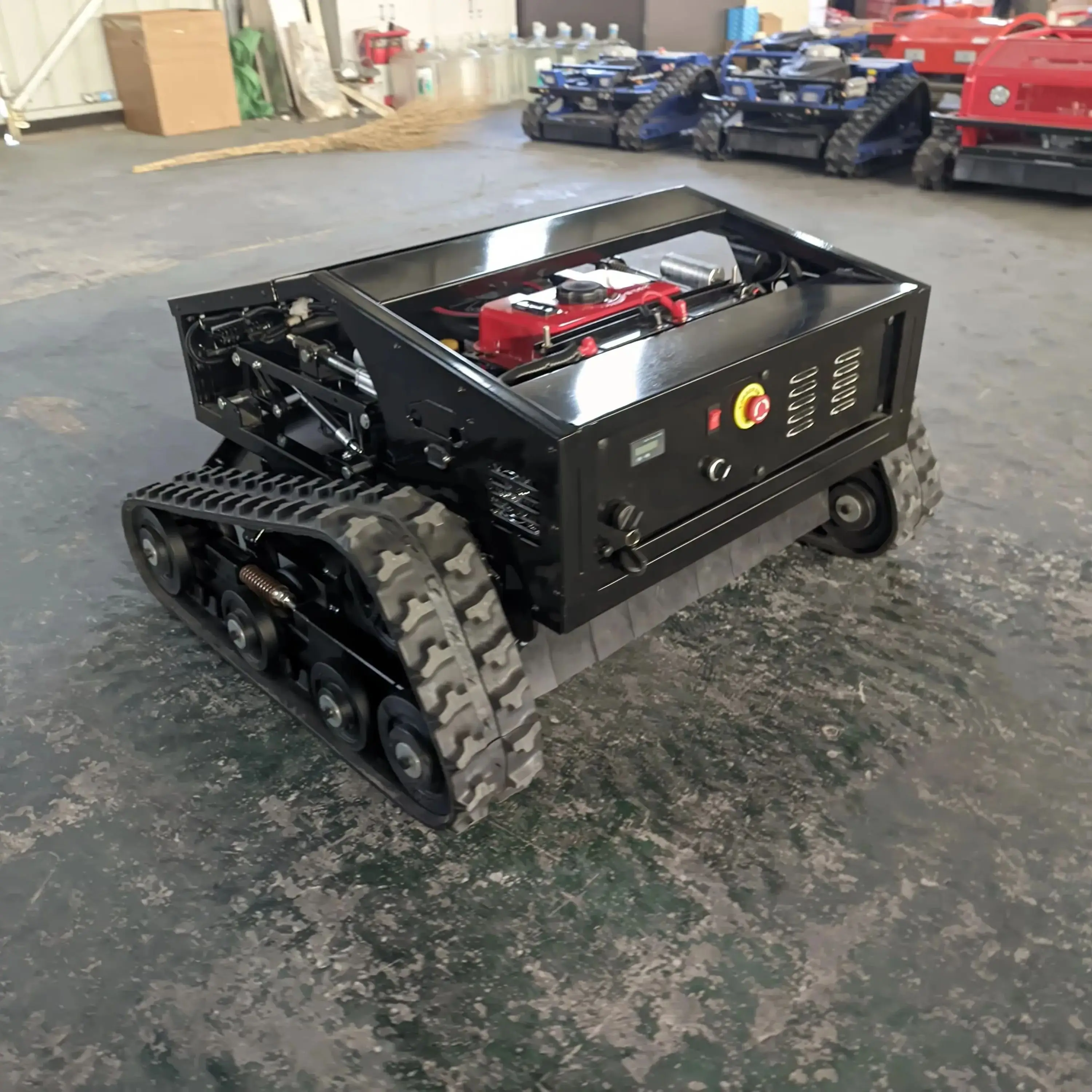 OEM Custom Tracked Remote Control Lawn Mower CE EPA Grass Cutter with Snow Plow Attachment for Farm Orchard Garden and Slope