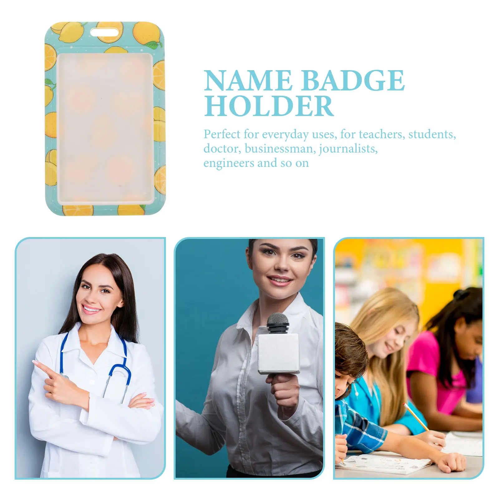 

Polyester Lanyard Plastic ID Badge Holder Anti scratch Case for School Office Use Long lasting Detachable Fits Name Tags
