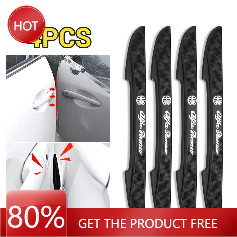 

Hub Caps 4PCS RUBBER Car Bumper Anti-collision Strips Door Protector Sticker Auto Accessorie For Alfa Romeo Stelvio Sportiva GT