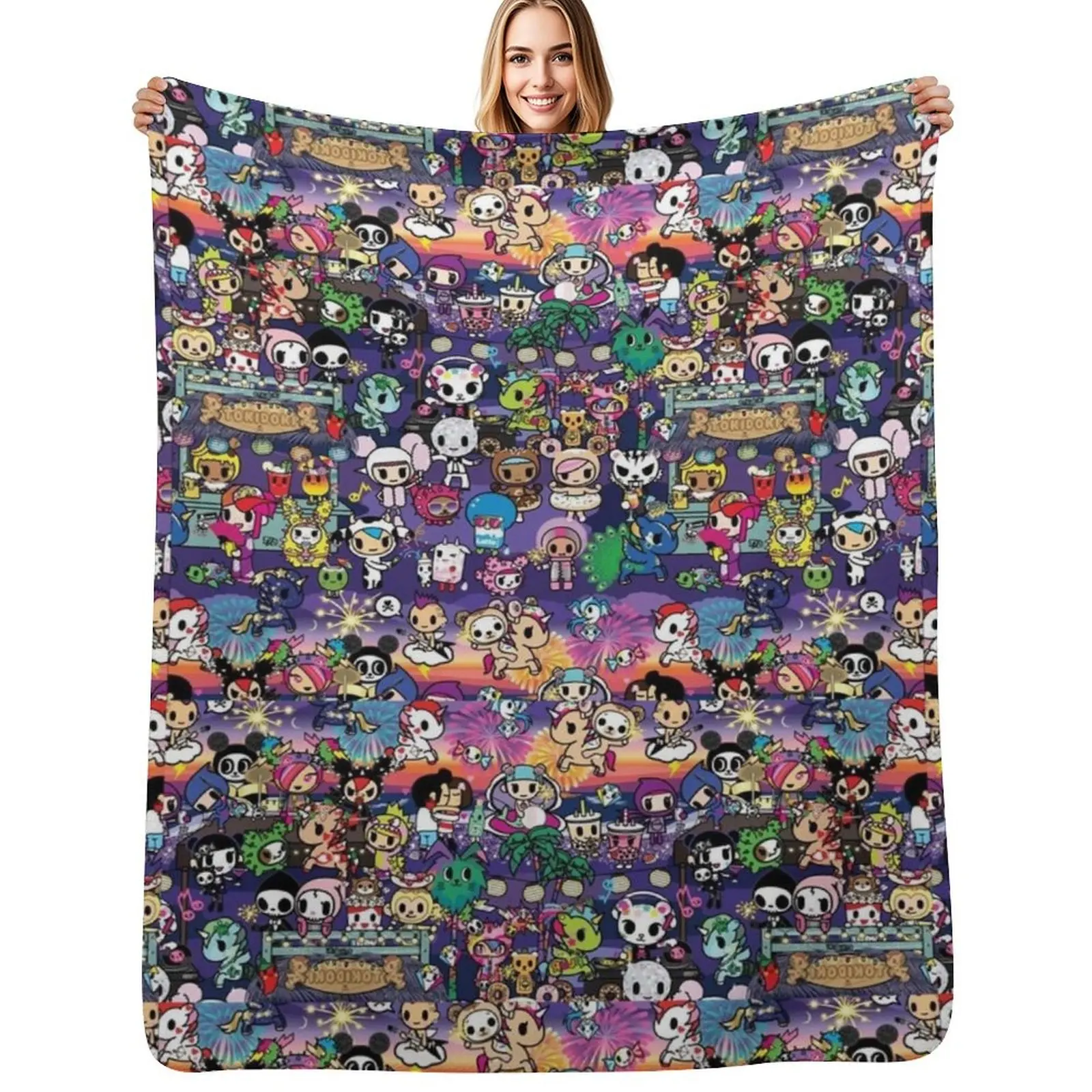 donutella and his friends unicorns mofia collaboration Throw Blanket Furrys Soft Loose sofa bed Custom Fashion Sofas Blankets