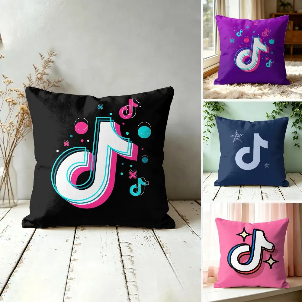 T-Tiktok LOGO COOL Cushion Cover Square Decorative Throw Pillow 40x40cm For Sofa Bedroom Living Room Home Decor