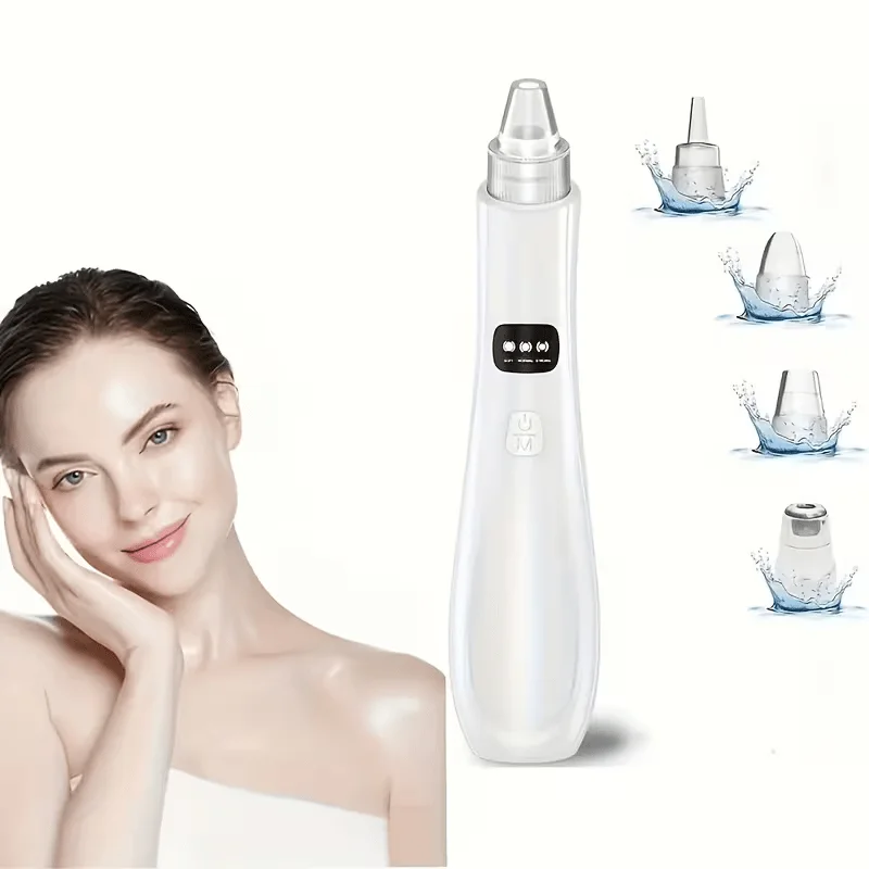 2026 Novo Limpador Facial de Poros com Sucção de 3 Velocidades e 5 Bicos, Produto Altamente Recomendado, Removedor Elétrico Portátil de Cravos