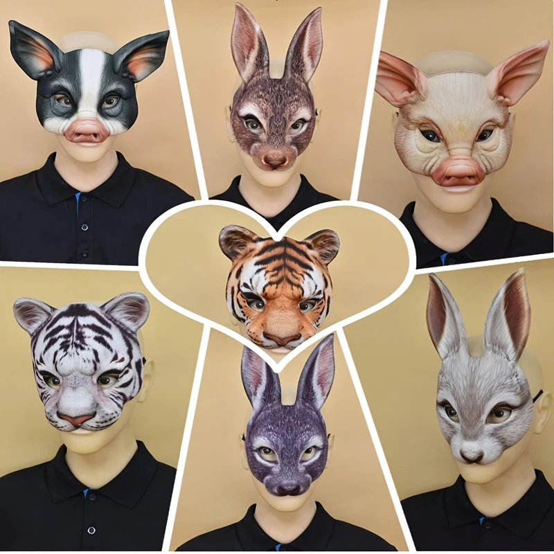 1 Stück, realistisch bedruckte Tierkostümmaske, Party-Maskerade-Tiermaske, Halloween-Kostüm-Requisiten – Detail 1