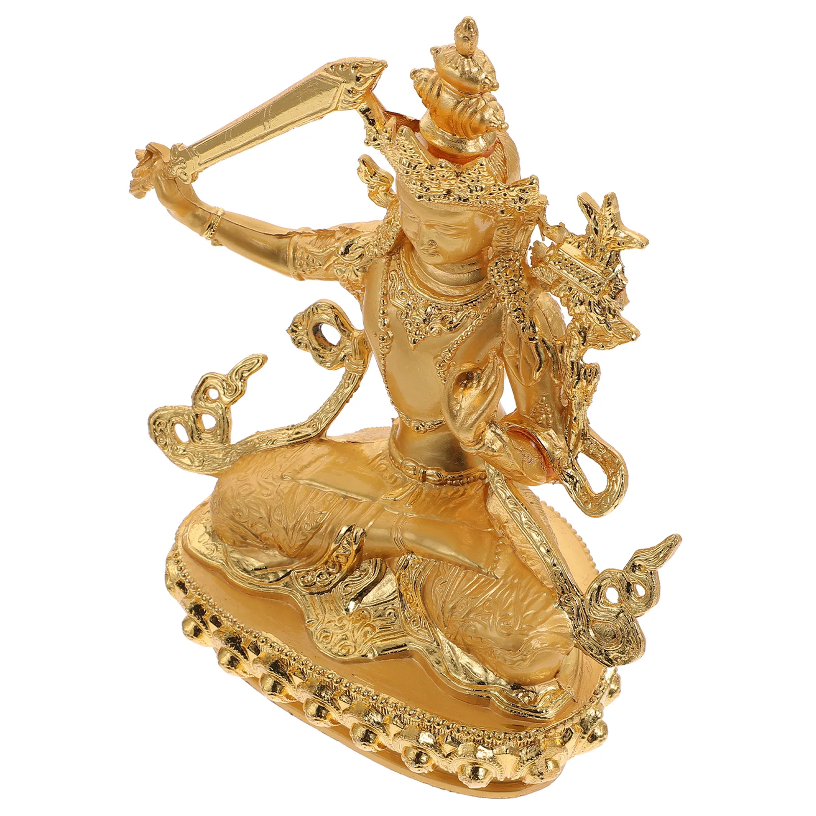 

for Home Gilded Manjushri Ornament Statue Decor Fish Tank Alloy Creative Decorative Statues Office