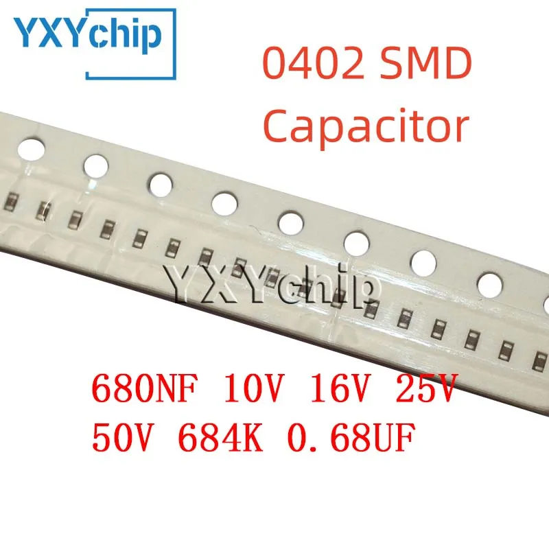 

100PCS 0402 680NF 10V 16V 25V 50V 684K 0.68UF 10% X7R SMD Chip Multilayer Ceramic Capacitor 1005