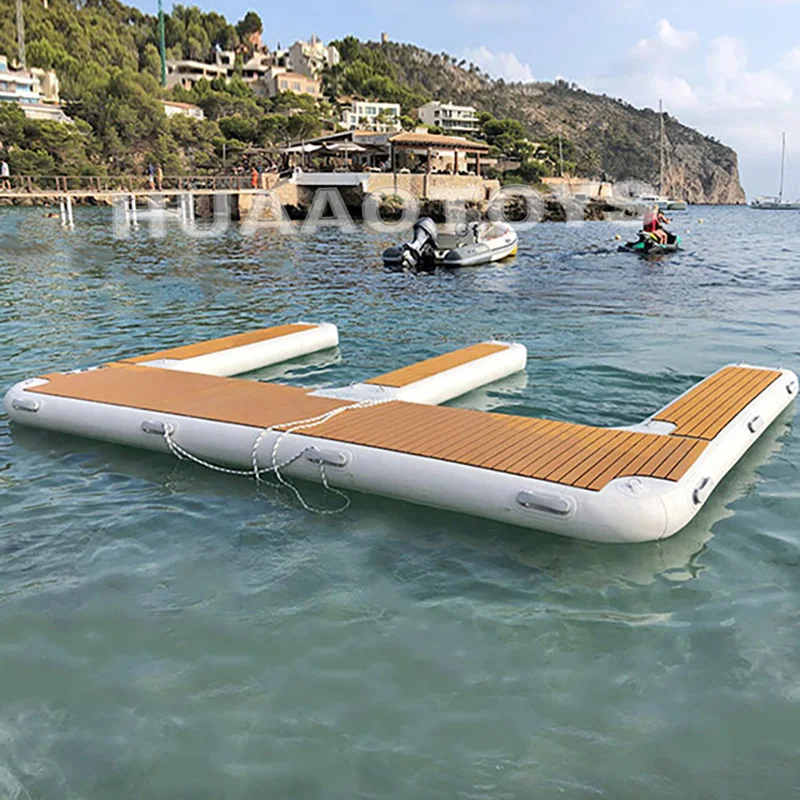 Grande 16 pés/5m em forma de e inflável jet ski doca plataforma flutuante água superfície antiderrapante jangada de ilha flutuante, barco iate