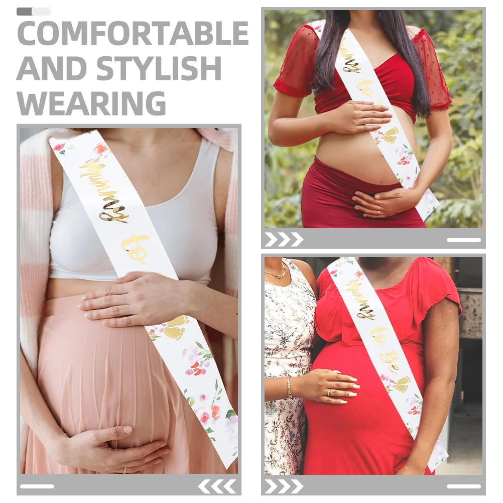 2 Pcs Expectant Mother's Belt Baby Shower Sash for Mommy Decor to Decors Satin Photo Props Decorate