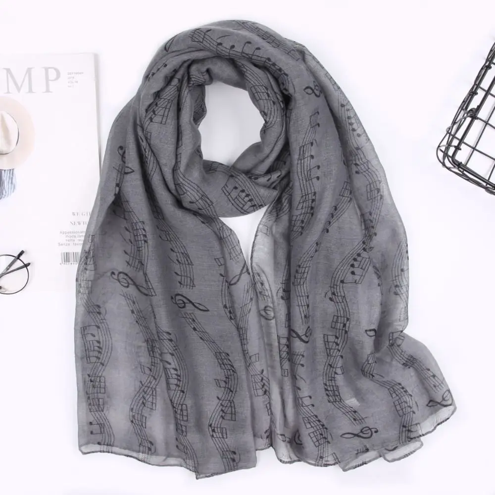 Colorful Musical Note Print Scarf Cotton Voile Smooth Musical Note Floral Shawl 180*80cm Casual Musical Note Floral Wrap Women image 6