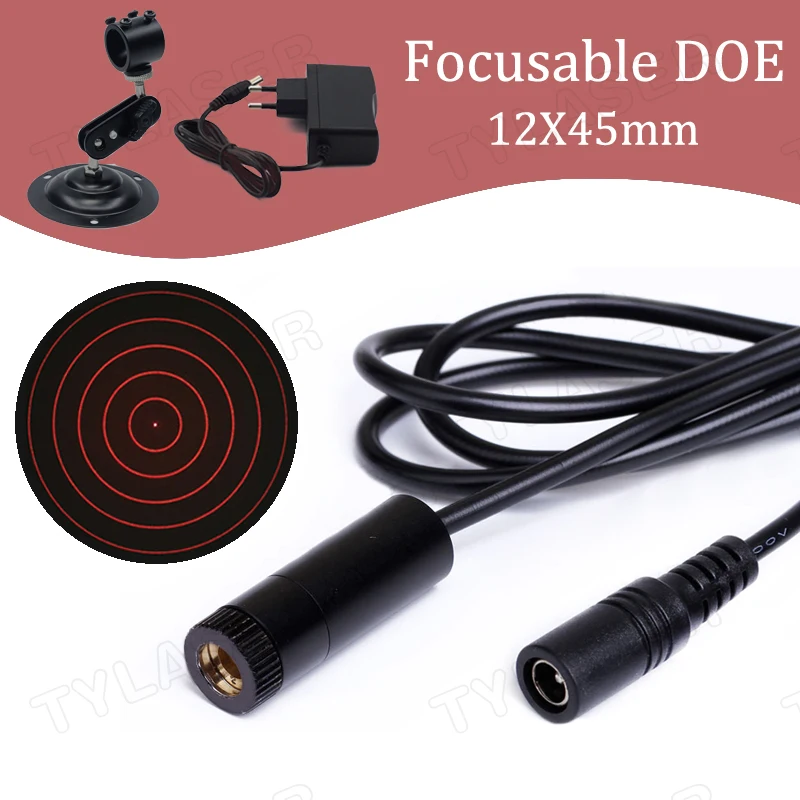 

Red 5 Ring DOE Focusable Locator D12x45mm 650nm Laser Module 10mw 30mw 50mw 100mw for Wood Positioning Cutting Free with Bracket