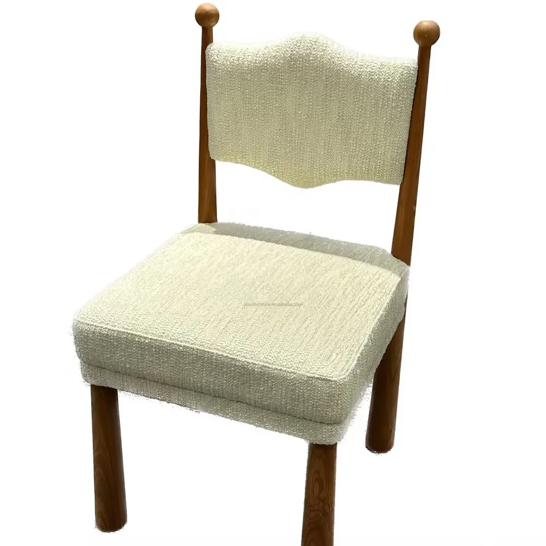 

Nordic simple modern kitchen dining room furniture Luxury round solid wood legs velvet cashmere fabric high back dining chair